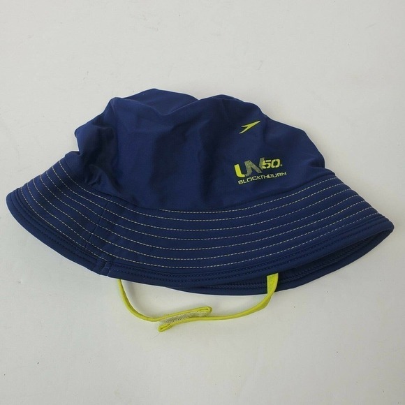 Speedo Children's Kids UV UPF 50+ Bucket Sun Hat Size L/XL Blue Navy Chin Strap - Picture 7 of 10